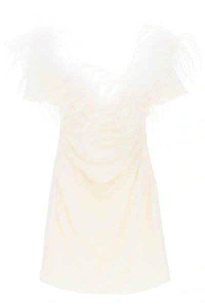 GIUSEPPE DI MORABITO GIUSEPPE DI MORABITO MINI DRESS IN POLY GEORGETTE WITH FEATHERS