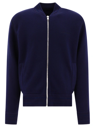 Givenchy Wool Bomber Jacket With Back 4g Logo In Blue