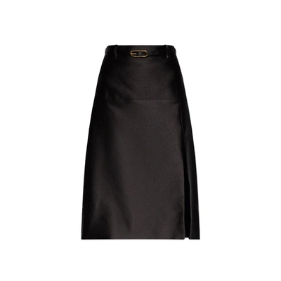 Gucci Silk Duchesse Embroidered Skirt In Black