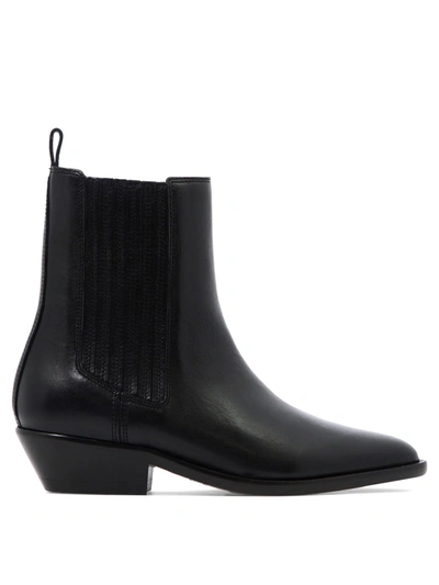 Isabel Marant Black Delena Ankle Boots In Black  