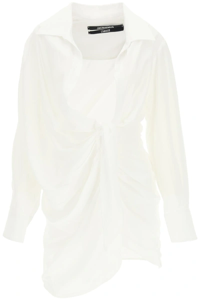 Jacquemus La Dressing Gown Bahia Mini Dress In White