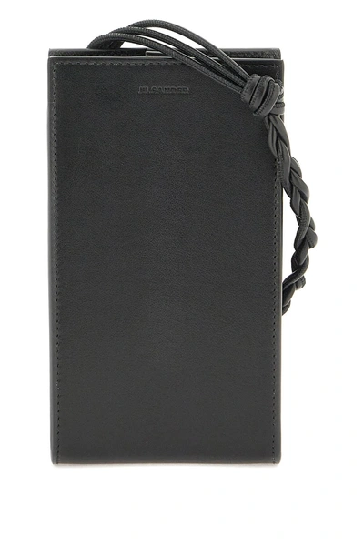 Jil Sander Tangle Leather Phone Case In Nero