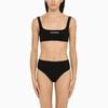 JIL SANDER JIL SANDER BLACK BIKINI TOP WITH LOGO