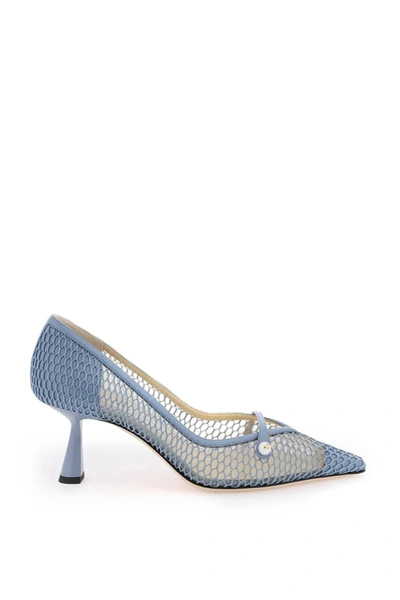 Jimmy Choo Rosalia 65 Mesh And Leather Pumps In Light Blue