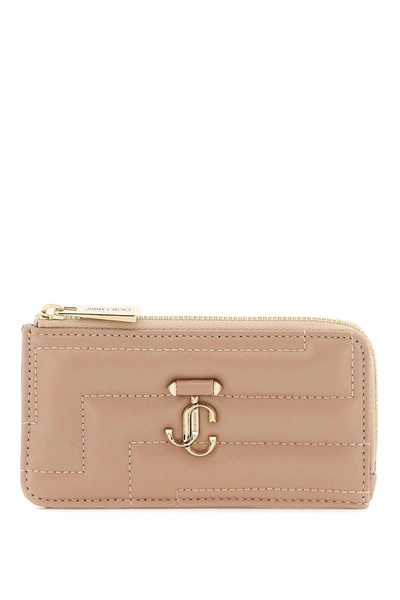 Jimmy Choo Quilted Nappa Leather Zipped Cardholder In Rosa