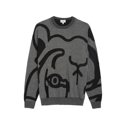 Kenzo Abstract Tiger-print Sweatshirt In Gray