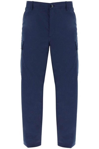 Kenzo Cargo Pants Featuring 'boke Flower' Button In Blue