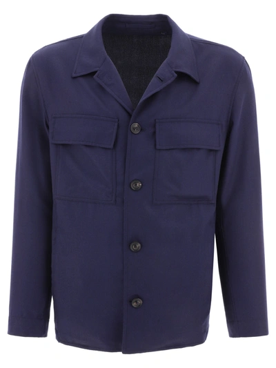 Lardini Overshirt With Chest Pockets In Blue