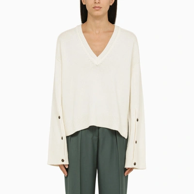 LOULOU STUDIO LOULOU STUDIO IVORY WOOL AND CASHMERE JUMPER