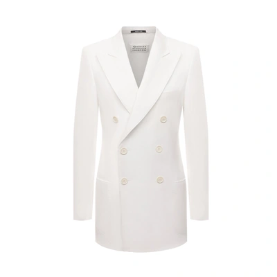 Maison Margiela Cotton Double-breasted Blazer In White