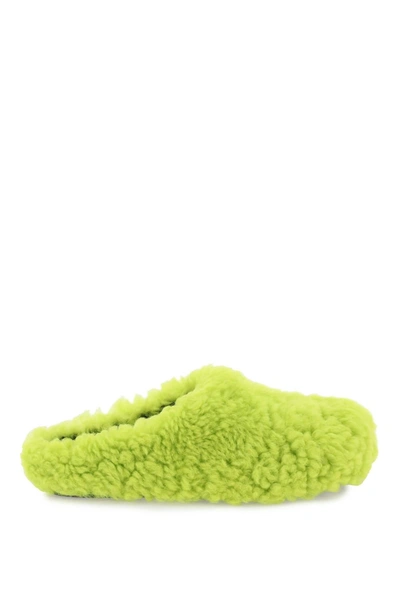 Marni Shearling Mules In Green