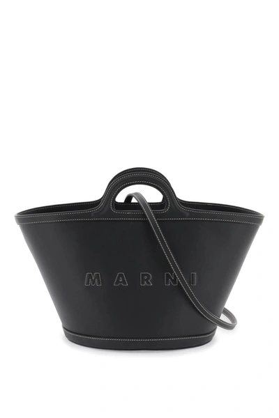 Marni Leather Small Tropicalia Bucket Bag Women In Black