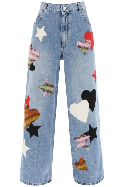 Marni Patchwork Cropped Jeans In Blue