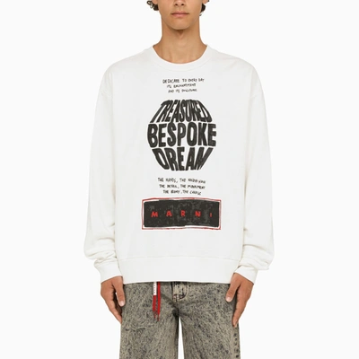 MARNI MARNI WHITE CREWNECK SWEATSHIRT WITH PRINT