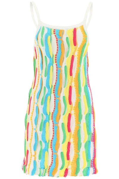 Msgm U-neck Knitted Mini Dress In Multicolor