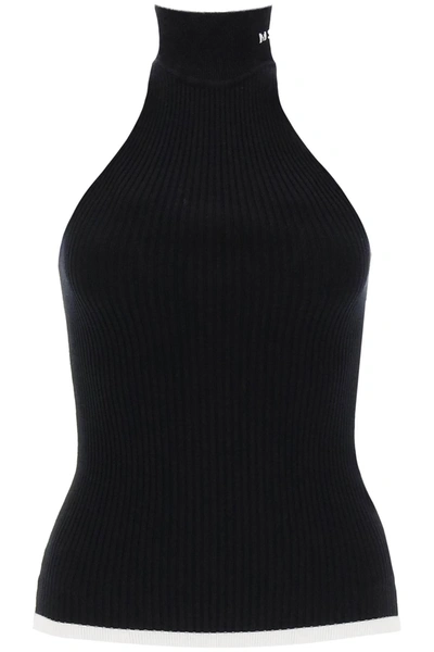MSGM MSGM RIBBED TANK TOP WITH HALTERNECK