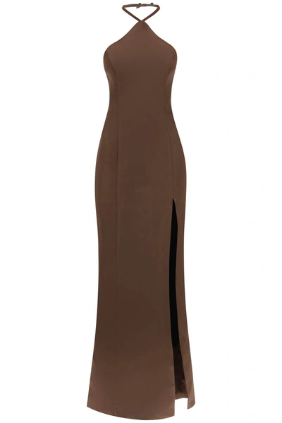 Mvp Wardrobe 'catalina' Halterneck Long Dress In Brown
