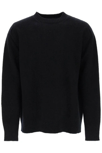 Oamc Wool Sweater With Jacquard Logo In Black