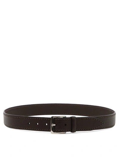 Orciani Dollar Leather Belt In Brown