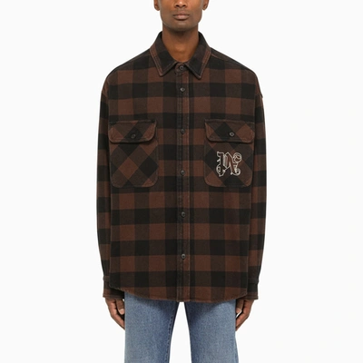 PALM ANGELS PALM ANGELS BROWN CHECK PATTERN SHIRT
