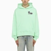 PALM ANGELS PALM ANGELS GREEN HOODIE WITH PALM LONG LEGS PRINT
