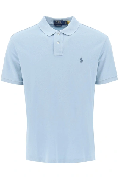 Polo Ralph Lauren Pique Cotton Polo Shirt In Light Blue