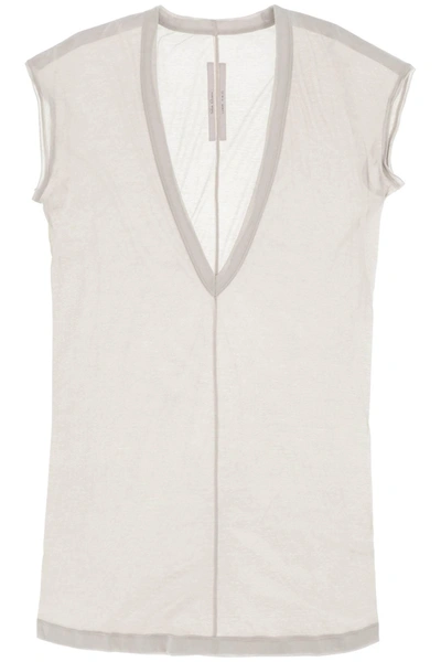 Rick Owens Dylan Maxi T-shirt With V Neck In Grey