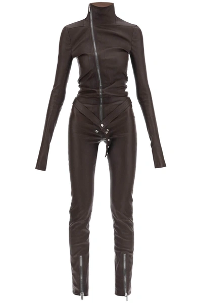 Rick Owens Jumpsuit In Leather In Brown