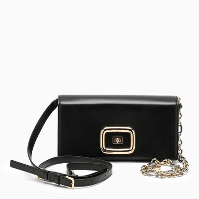 Roger Vivier Leather Viv Choc Chain Bag In Black