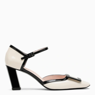 Roger Vivier Cream/black Patent Leather Mary Jane In Multicolor