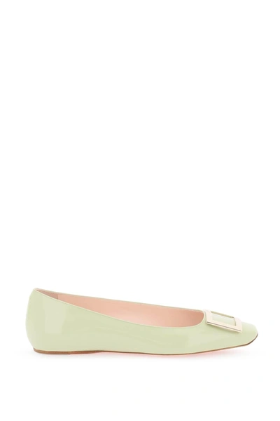 Roger Vivier Patent Leather 'trompette' Ballerina Flats In Green