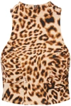 ROTATE BIRGER CHRISTENSEN ROTATE LEOPARD PRINT JERSEY CROP TOP