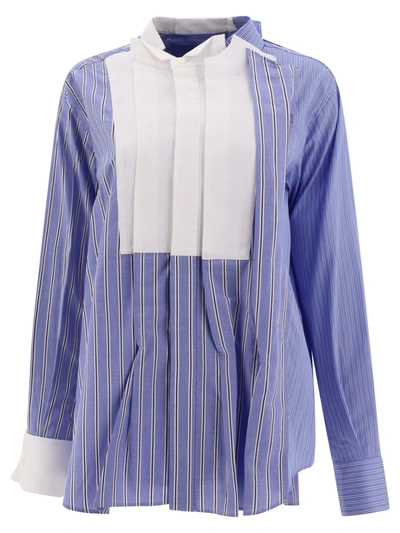 Sacai Shirt With Contrasting Inserts In Blue