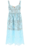SELF-PORTRAIT SELF PORTRAIT MIDI DRESS IN FLORAL LACE WITH CRYSTALS
