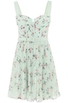 Self-portrait Mini Dress In Pleated Chiffon With Floral Motif