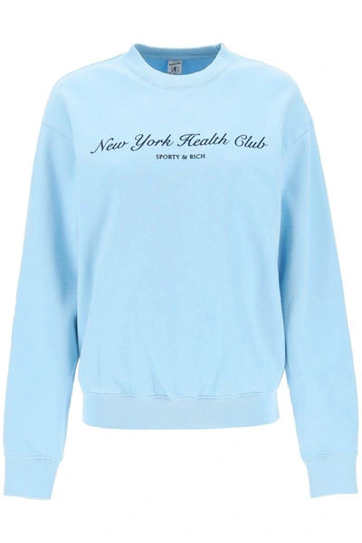 Sporty And Rich Sporty & Rich Slogan Printed Crewneck Sweatshirt In Light Blue