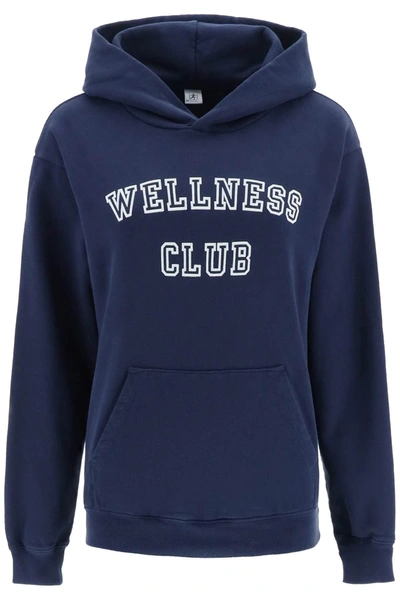 Sporty And Rich Wellness Club Logo-print Cotton-jersey Hoody In Blue