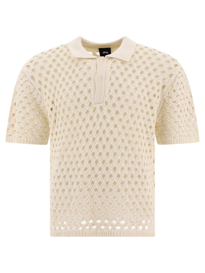 Stussy Beige Cotton Polo Shirt In Ivory