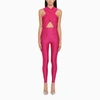 The Andamane Hola Shiny Stretch Lycra Jumpsuit In Pink
