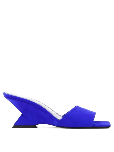 Attico Cheope 60mm Suede Mule Sandals In Cobalt Blue