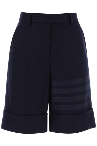 THOM BROWNE THOM BROWNE SHORTS IN FLANNEL WITH 4 BAR MOTIF