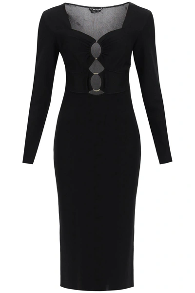 TOM FORD TOM FORD KNITTED MIDI DRESS WITH CUT OUTS