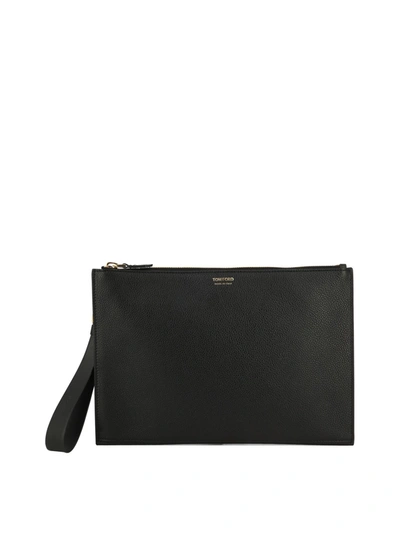 Tom Ford Leather Document Case In Black