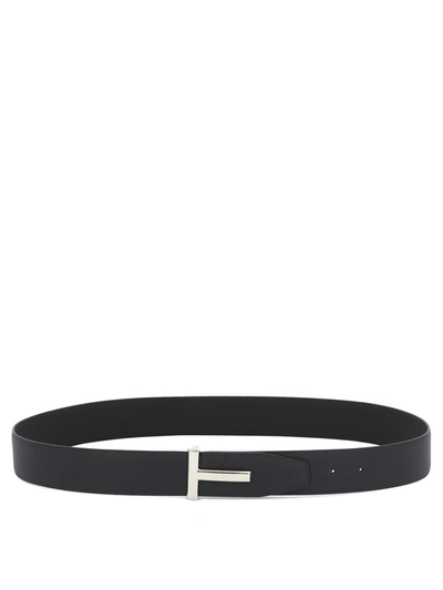 Tom Ford "t Icon" Reversible Belt In Blue