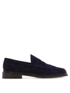 Tricker's Suede Loafers With Round Toe And Penny Strap In Black