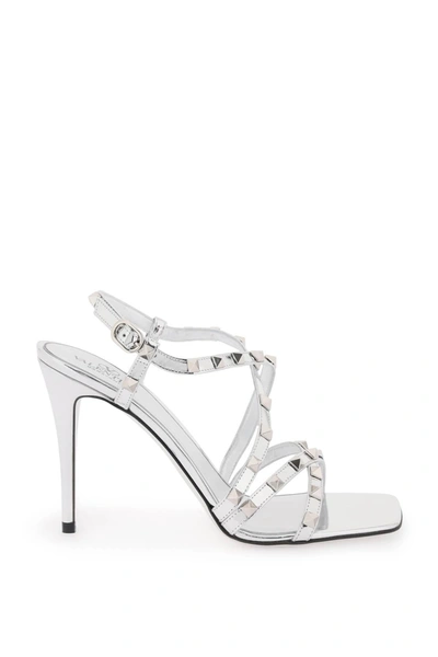 Valentino Garavani Laminated Leather Rockstud Sandals In Multicolor