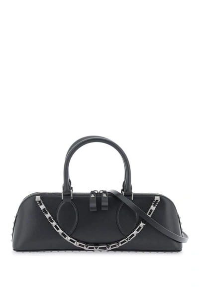 Valentino Garavani Rockstud E/w Leather Handbag In Black