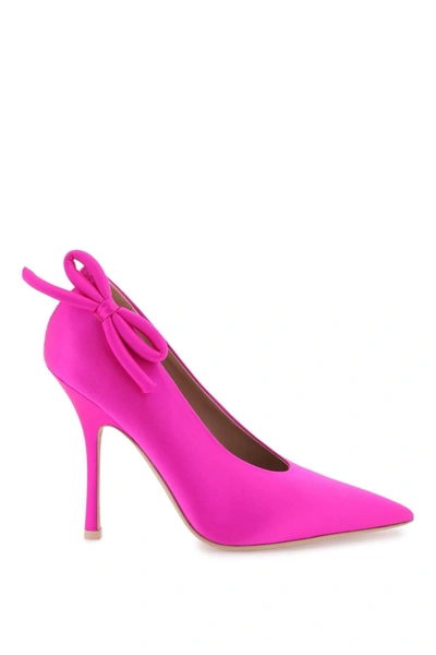 Valentino Garavani Nite-out 110 Bow-detailed Cutout Satin Pumps In Fuchsia