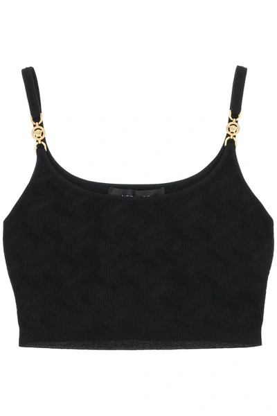 VERSACE VERSACE 'LA GRECA' KNITTED CROPPED TOP