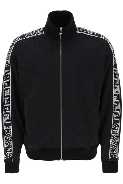 Versace Techno  Allover Track Sweatshirt In Black